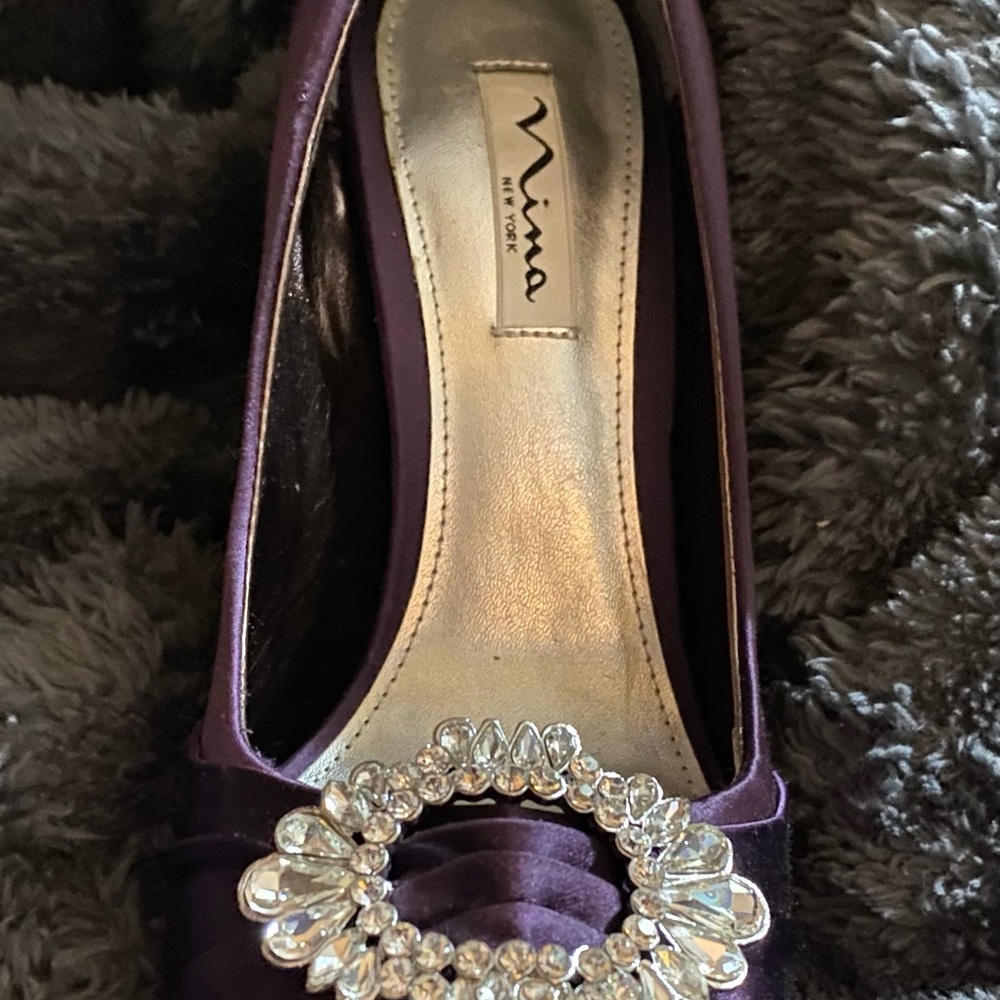 Nina Women's Deep Purple Satin Heels